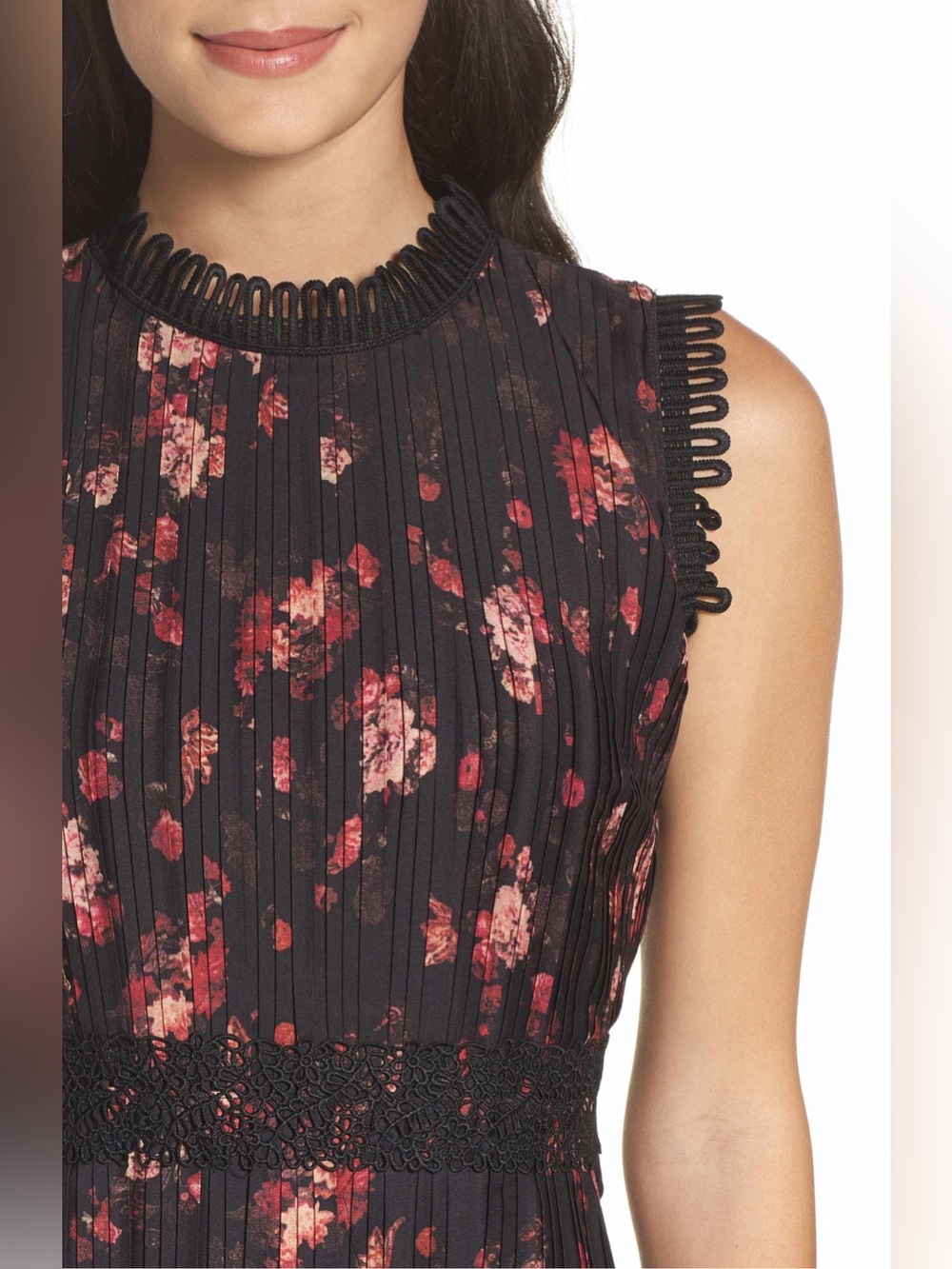 NWT Foxiedox floral print‎ lace trim backless maxi dress size XS